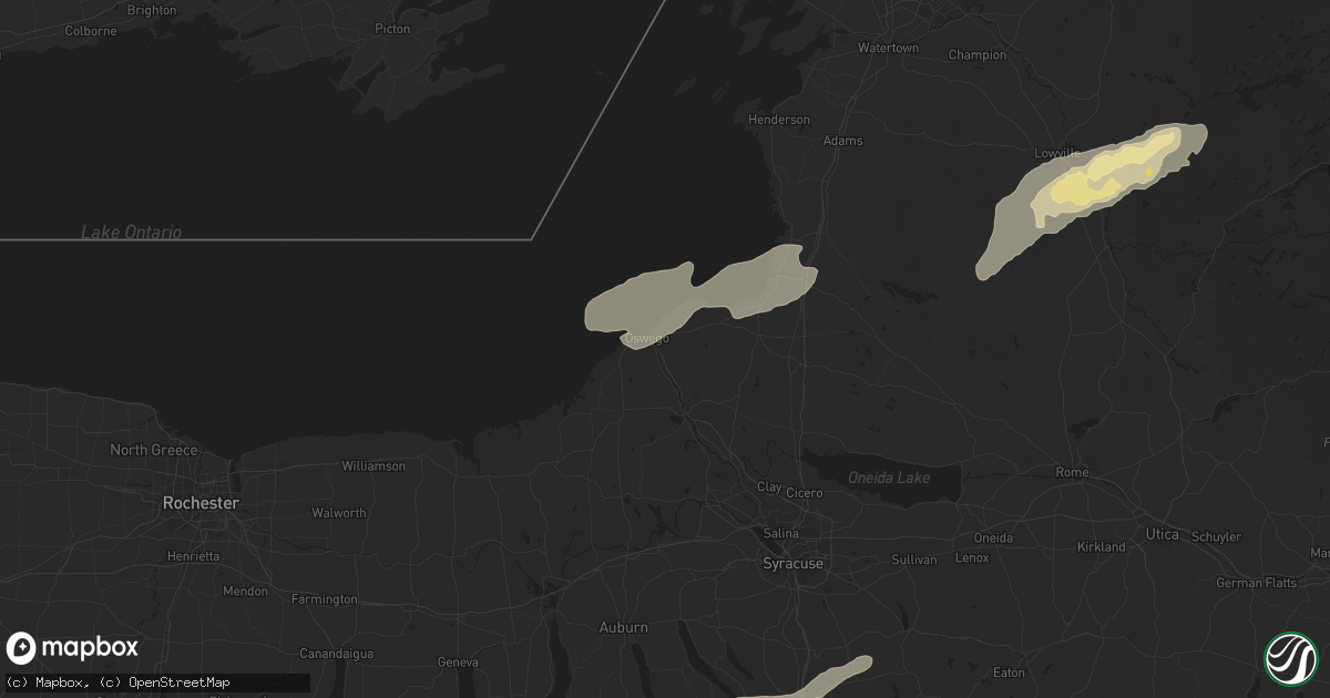 Hail map in Oswego, NY on July 10, 2024