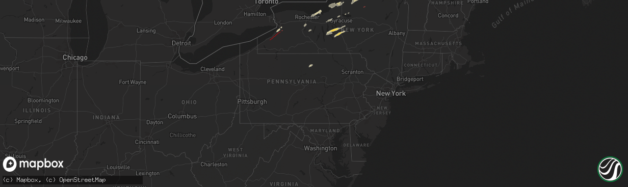 Hail map in Pennsylvania on July 10, 2024