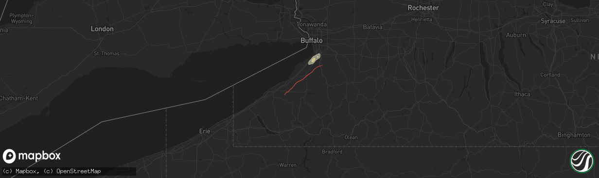 Hail map in Perrysburg, NY on July 10, 2024