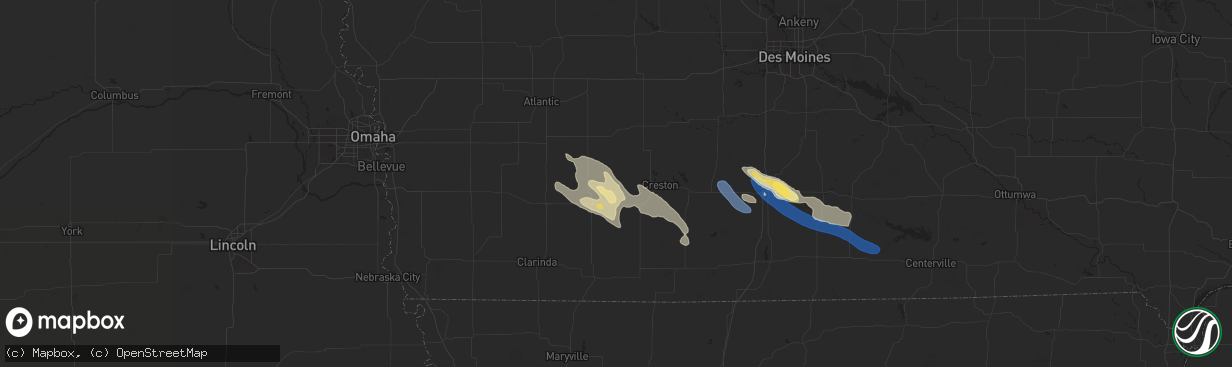 Hail map in Prescott, IA on July 10, 2024