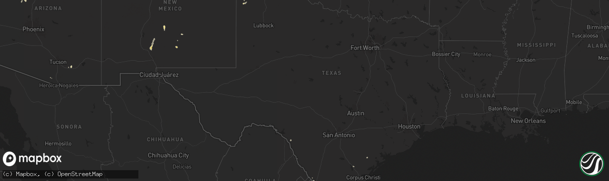 Hail map in Texas on July 10, 2024