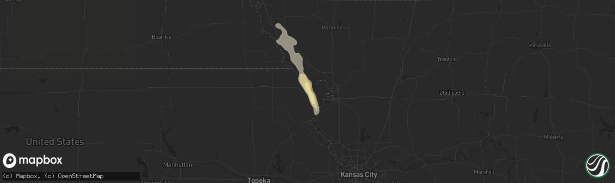 Hail map in Troy, KS on July 10, 2024