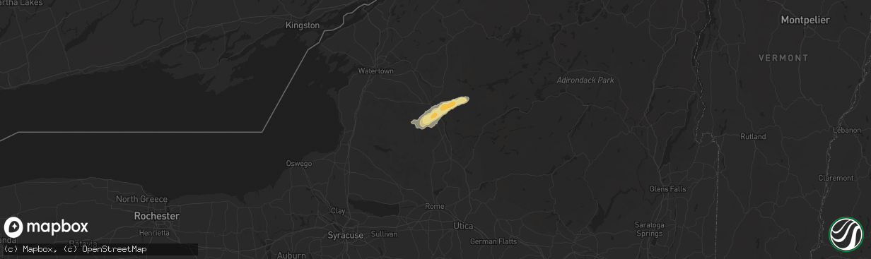 Hail map in Turin, NY on July 10, 2024