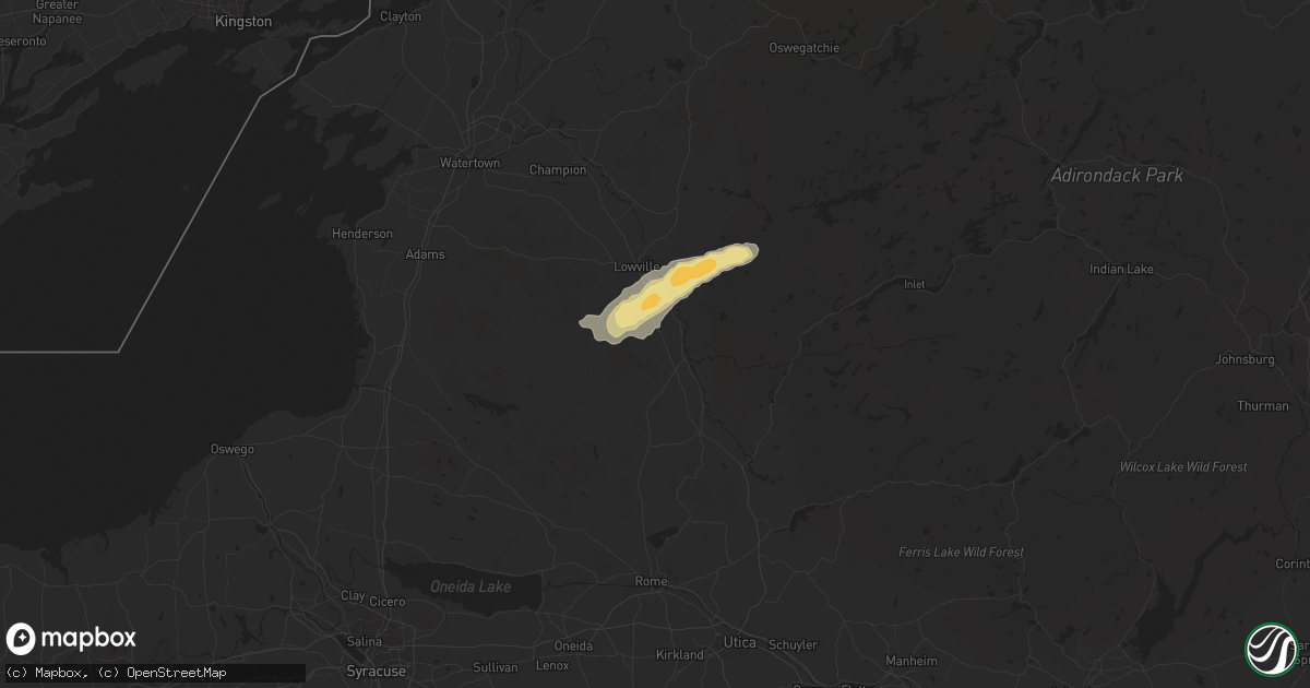 Hail map in Turin, NY on July 10, 2024