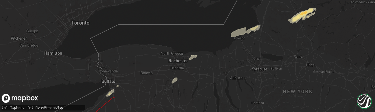 Hail map in Webster, NY on July 10, 2024