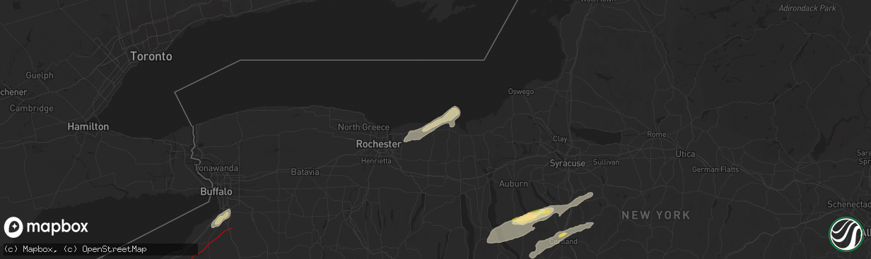 Hail map in Williamson, NY on July 10, 2024