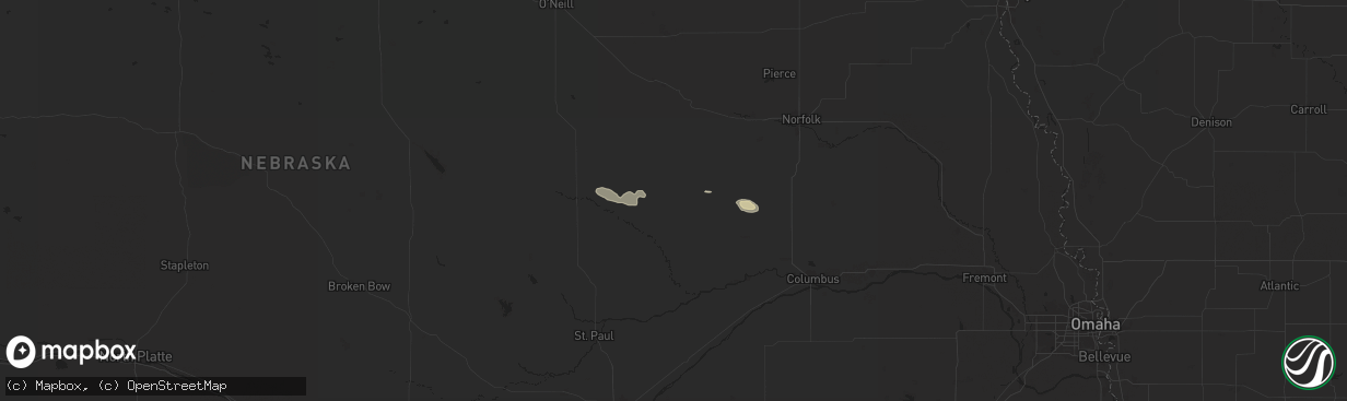 Hail map in Albion, NE on July 10, 2025