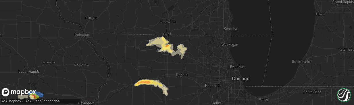 Hail map in Belvidere, IL on July 10, 2025