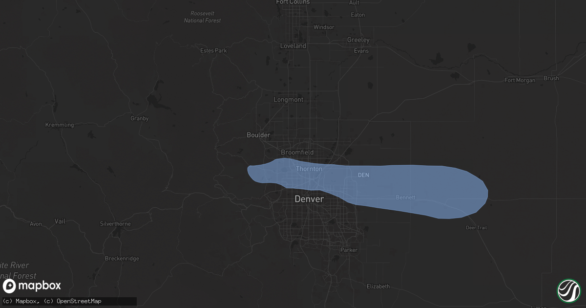 Hail map in Broomfield, CO on July 10, 2025