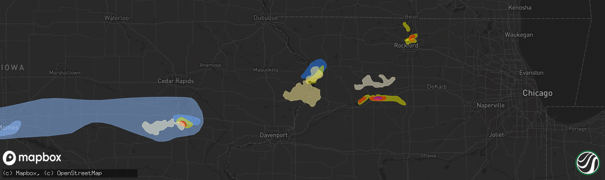 Hail map in Clinton, IA on July 10, 2025