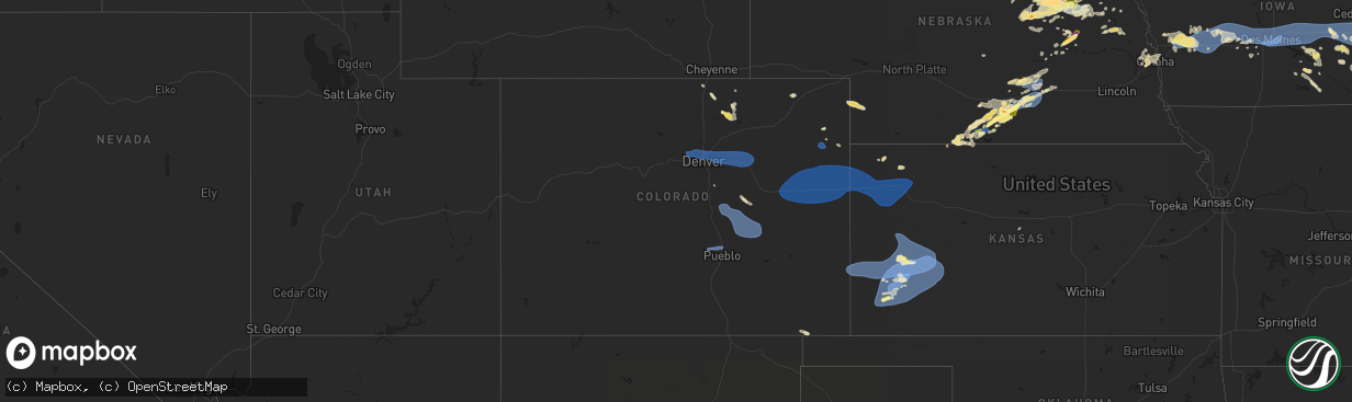 Hail map in Colorado on July 10, 2025
