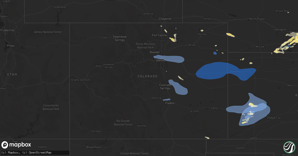 Hail map in Colorado on July 10, 2025