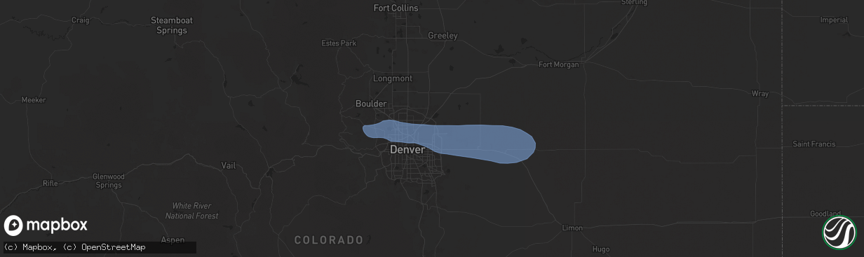 Hail map in Commerce City, CO on July 10, 2025