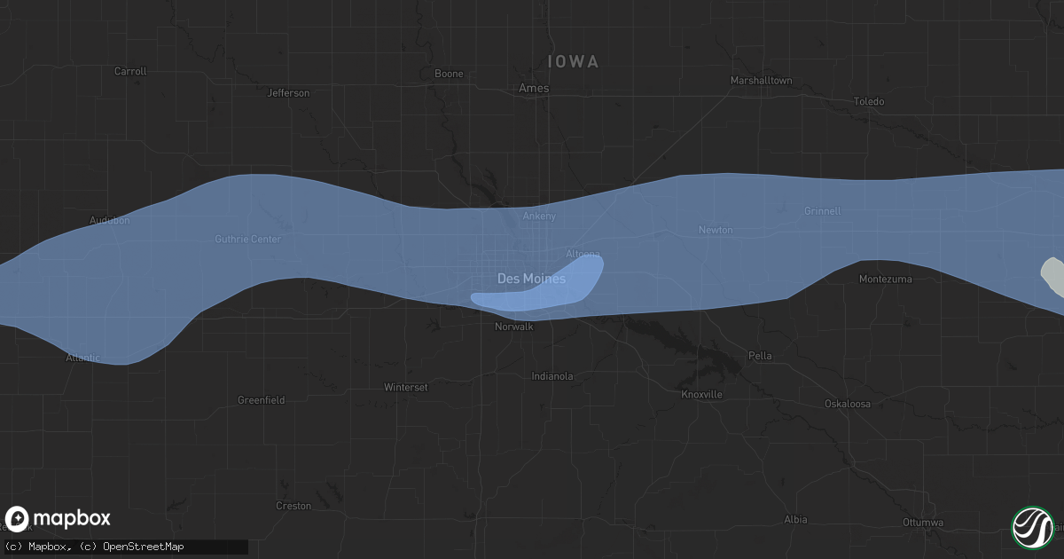 Hail map in Des Moines, IA on July 10, 2025