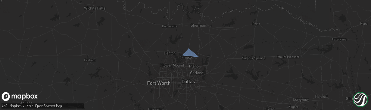 Hail map in Frisco, TX on July 10, 2025