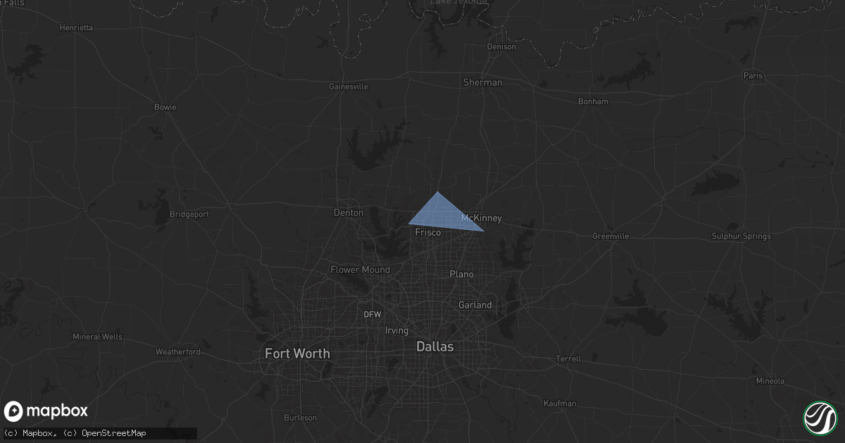 Hail map in Frisco, TX on July 10, 2025