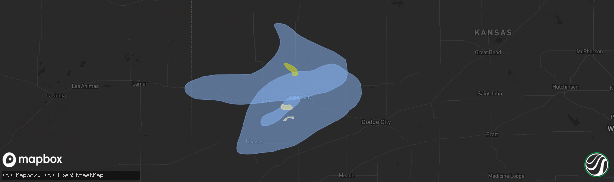 Hail map in Garden City, KS on July 10, 2025