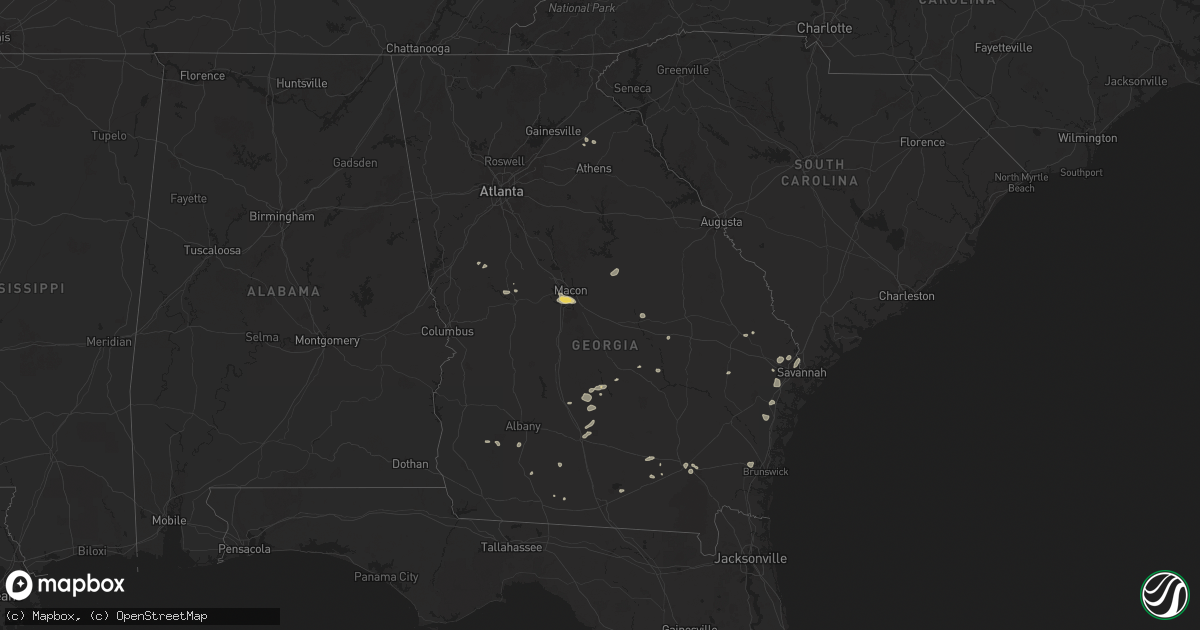 Hail map in Georgia on July 10, 2025