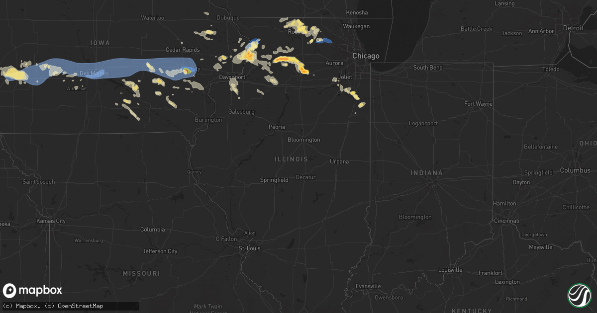 Hail map in Illinois on July 10, 2025