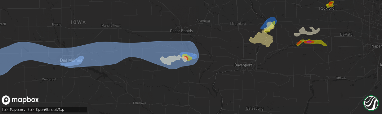Hail map in Iowa City, IA on July 10, 2025