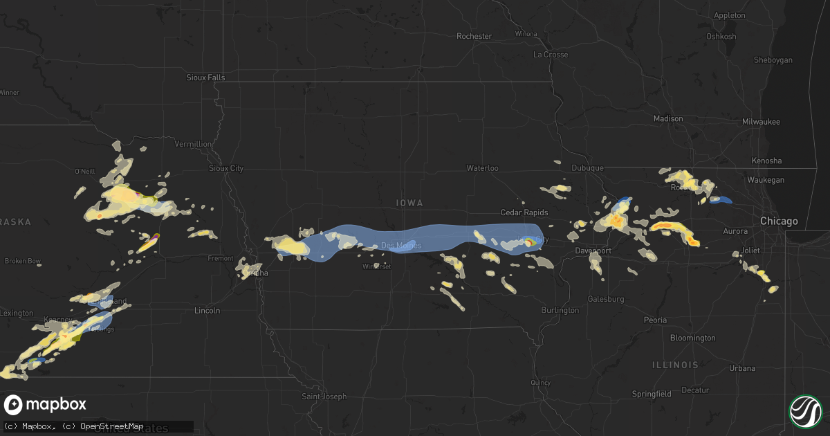 Hail map in Iowa on July 10, 2025