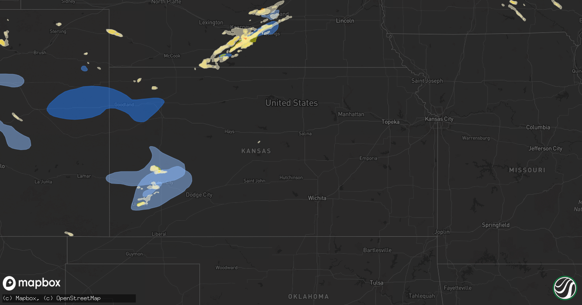 Hail map in Kansas on July 10, 2025