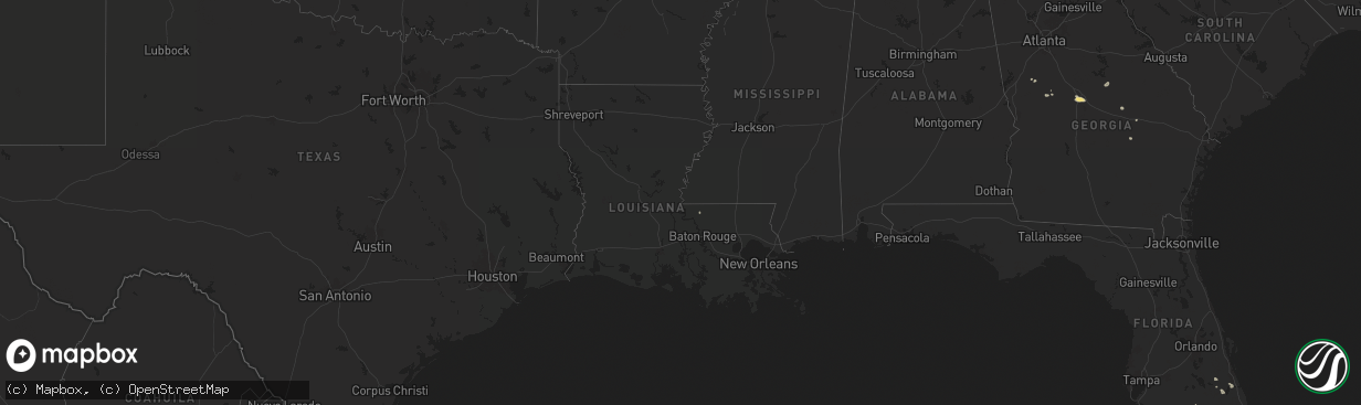 Hail map in Louisiana on July 10, 2025
