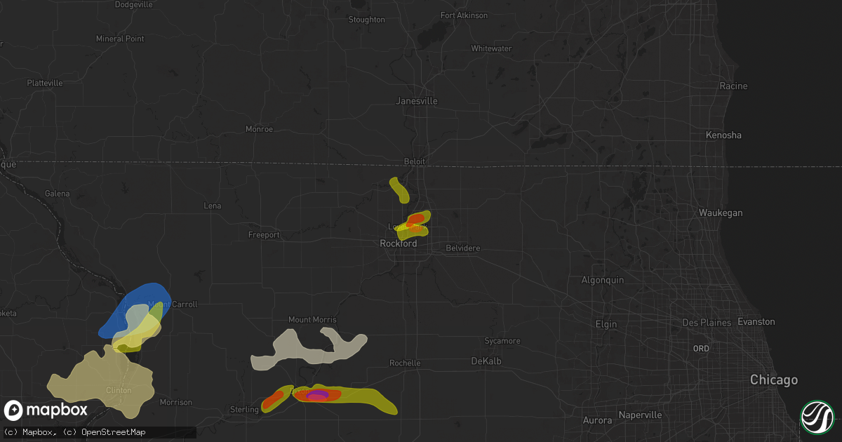 Hail map in Loves Park, IL on July 10, 2025