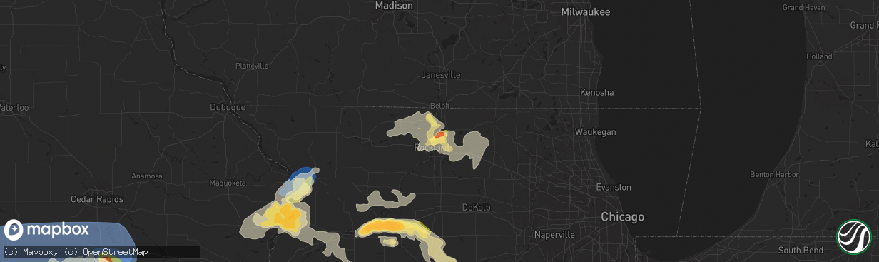Hail map in Machesney Park, IL on July 10, 2025