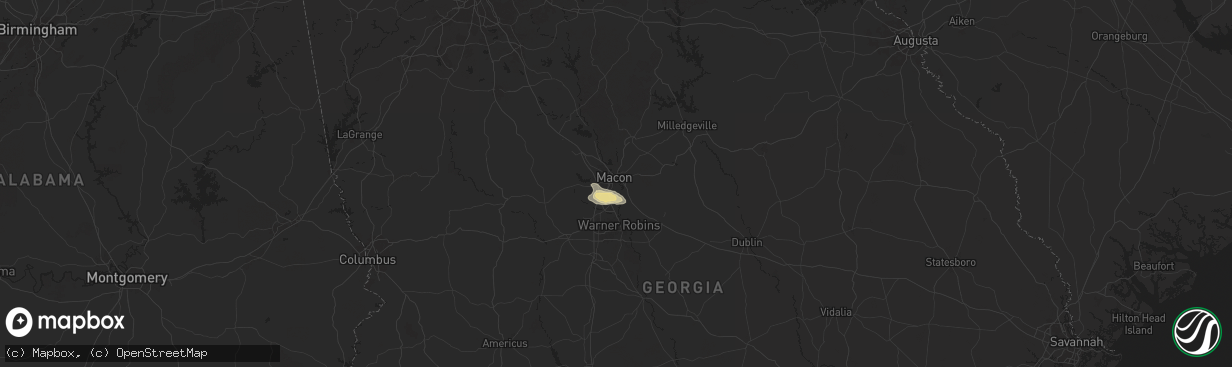 Hail map in Macon, GA on July 10, 2025