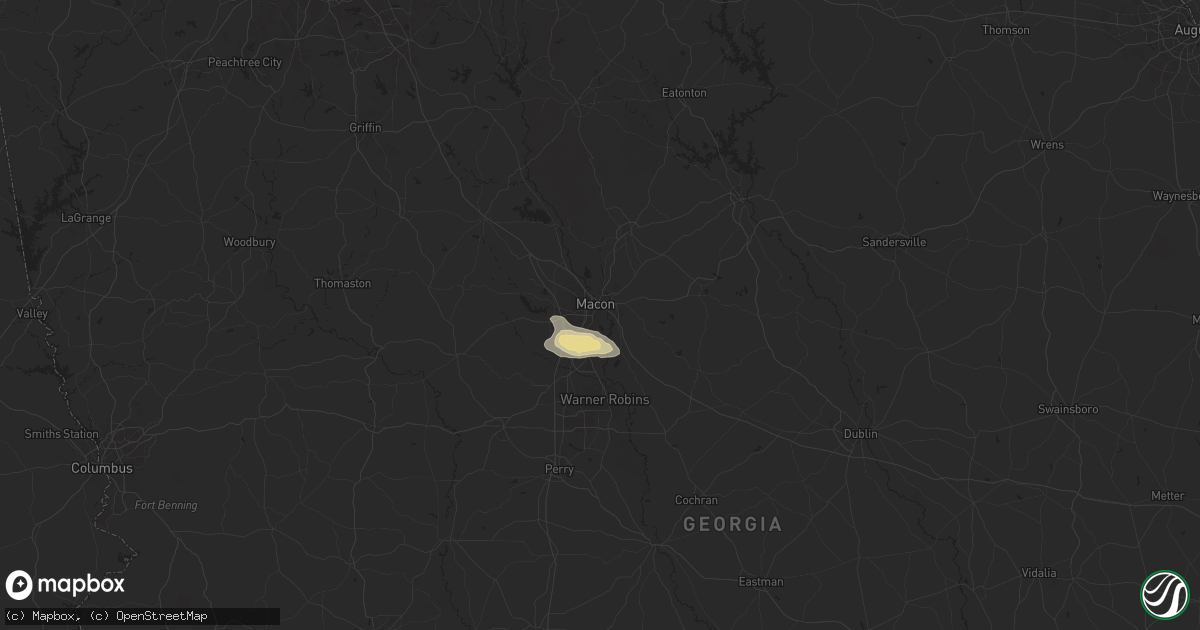 Hail map in Macon, GA on July 10, 2025