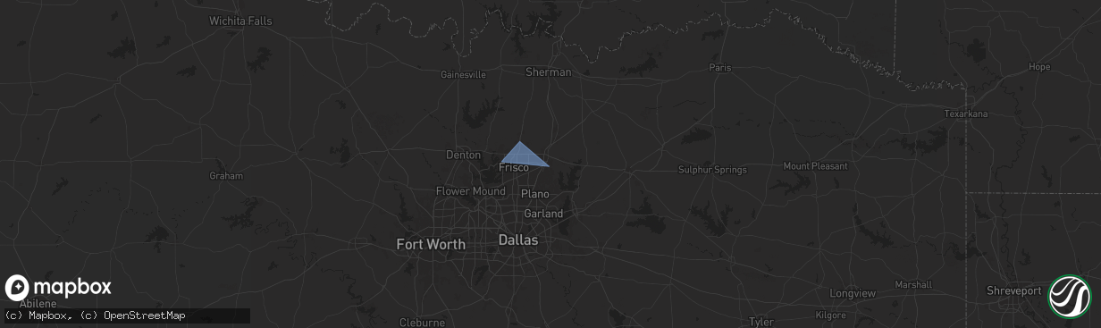 Hail map in Mckinney, TX on July 10, 2025