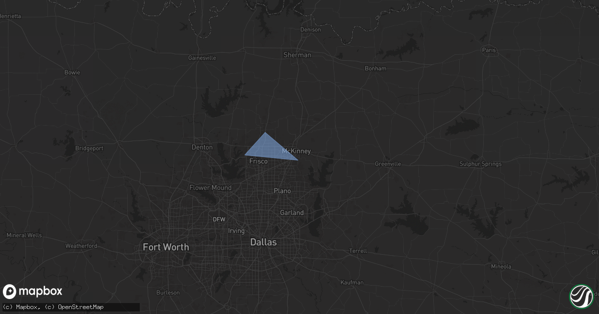 Hail map in Mckinney, TX on July 10, 2025