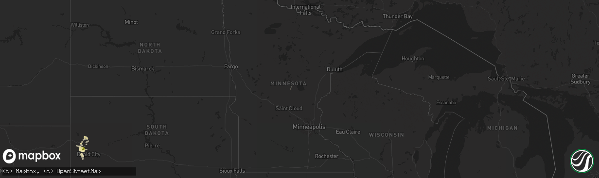 Hail map in Minnesota on July 10, 2025