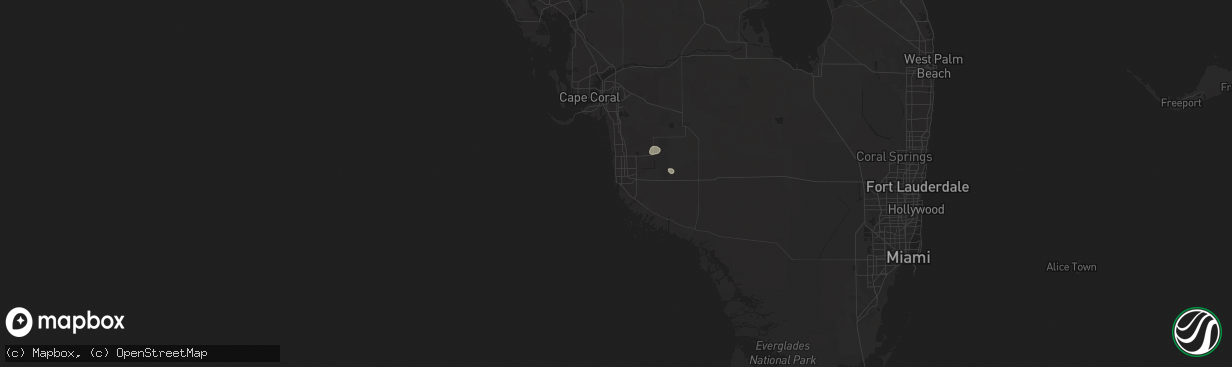 Hail map in Naples, FL on July 10, 2025