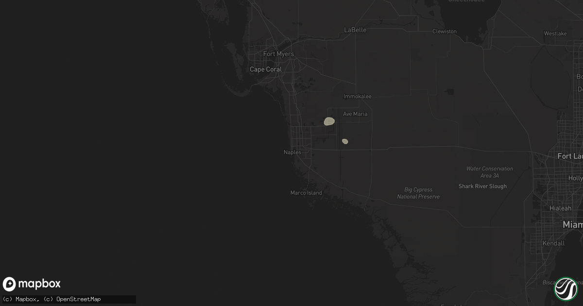 Hail map in Naples, FL on July 10, 2025