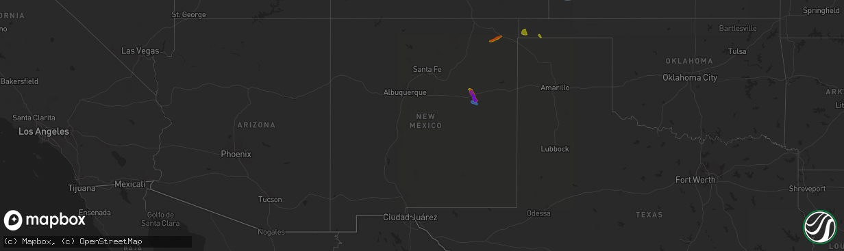 Hail map in New Mexico on July 10, 2025
