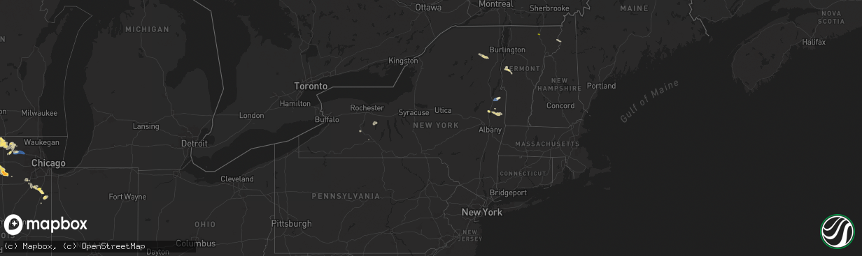 Hail map in New York on July 10, 2025