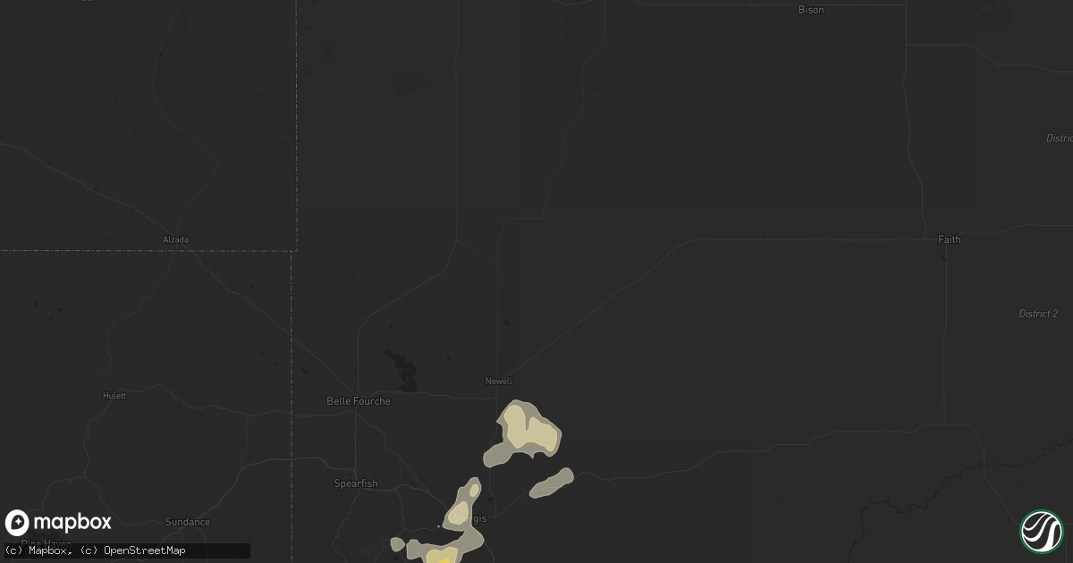 Hail map in Newell, SD on July 10, 2025