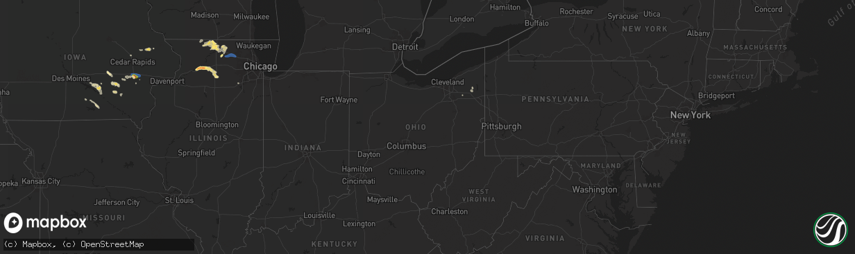 Hail map in Ohio on July 10, 2025