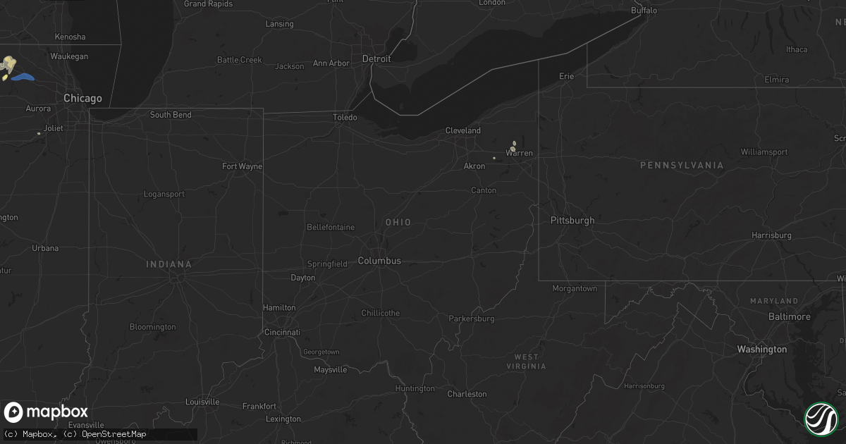 Hail map in Ohio on July 10, 2025