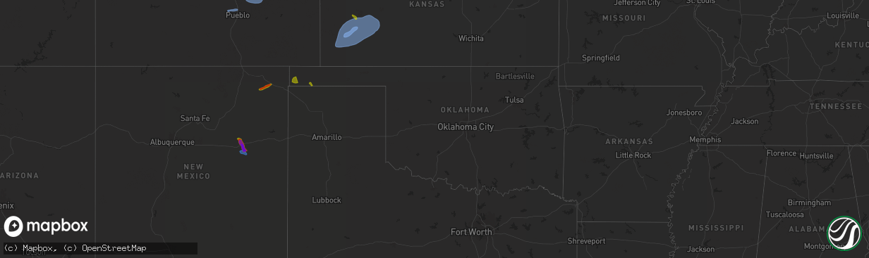 Hail map in Oklahoma on July 10, 2025