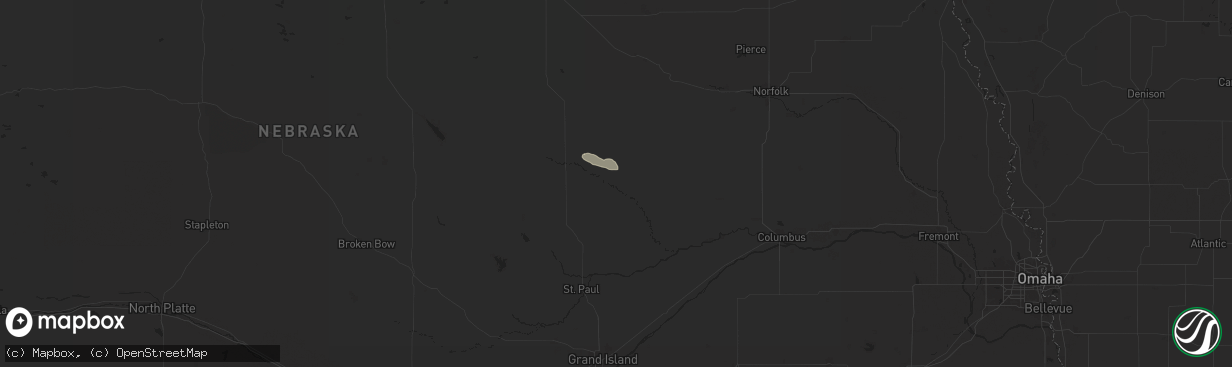 Hail map in Primrose, NE on July 10, 2025