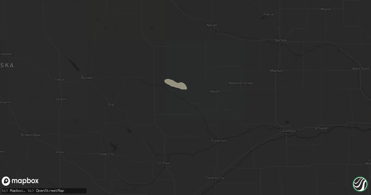Hail map in Primrose, NE on July 10, 2025