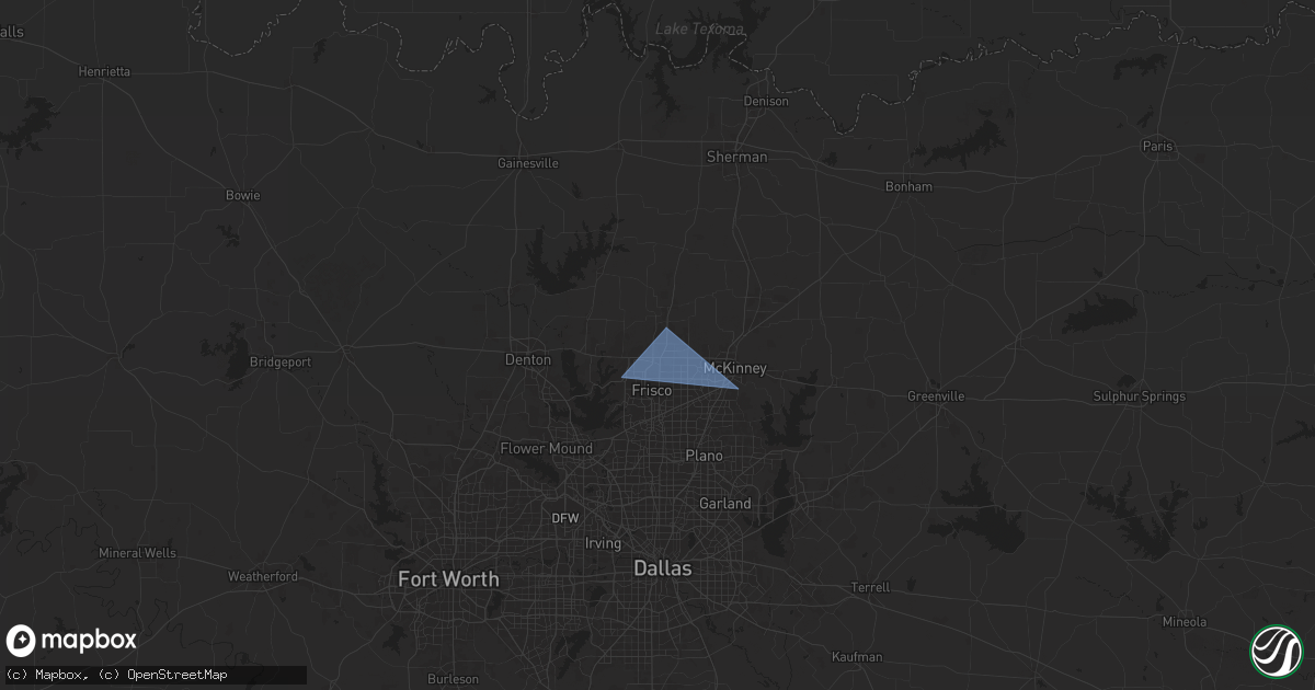 Hail map in Prosper, TX on July 10, 2025