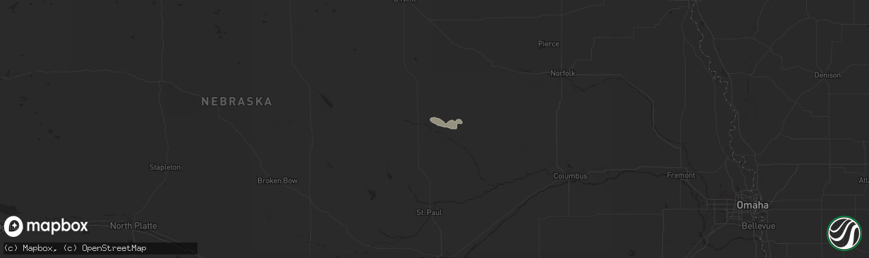 Hail map in Spalding, NE on July 10, 2025