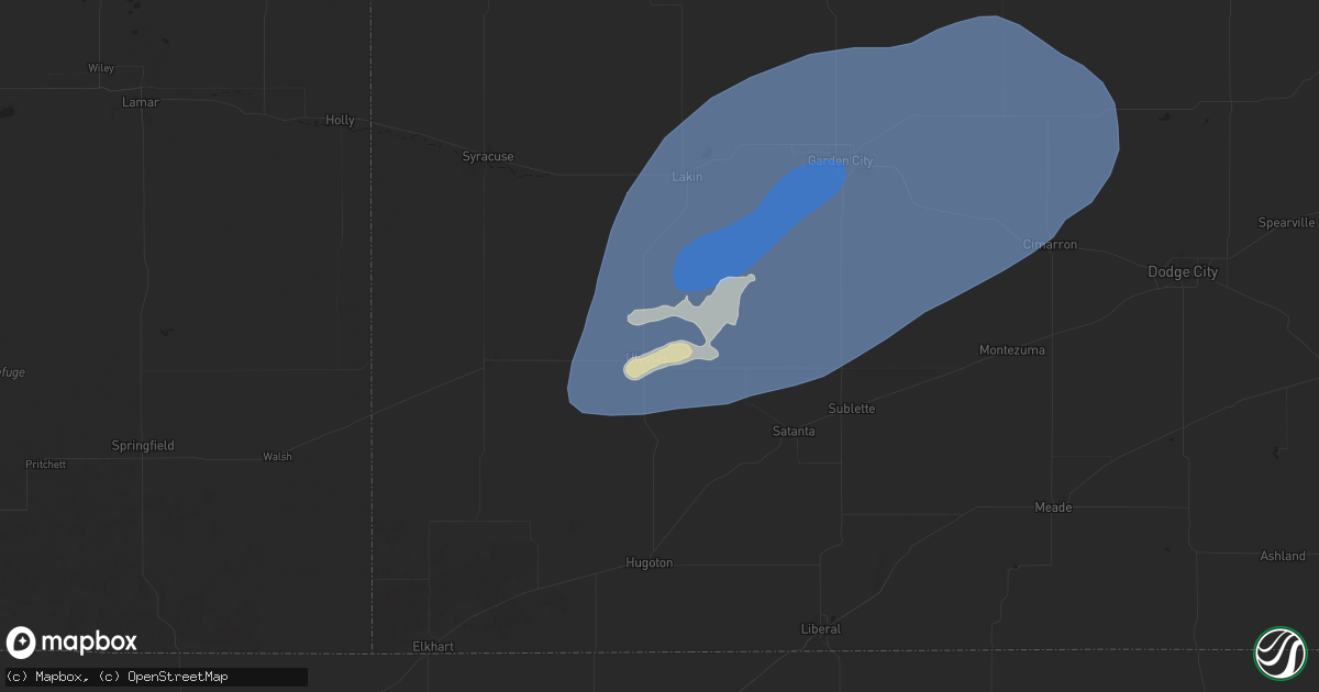Hail map in Ulysses, KS on July 10, 2025