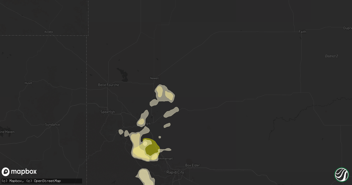 Hail map in Vale, SD on July 10, 2025