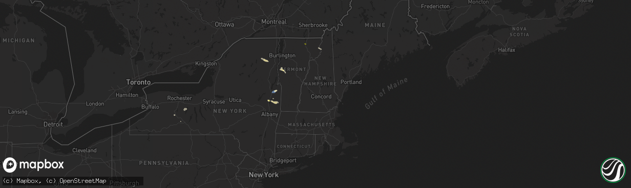 Hail map in Vermont on July 10, 2025