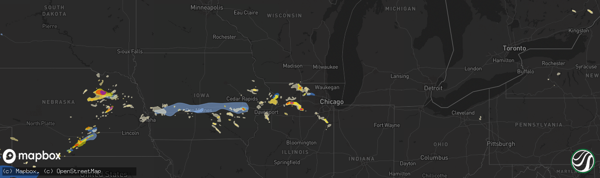 Hail map on July 10, 2025